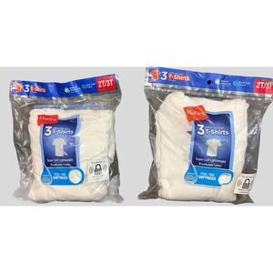 Hanes Boys Tagless White T-Shirts 2T/3T 6 Count (2x Packs) Toddler Undershirts